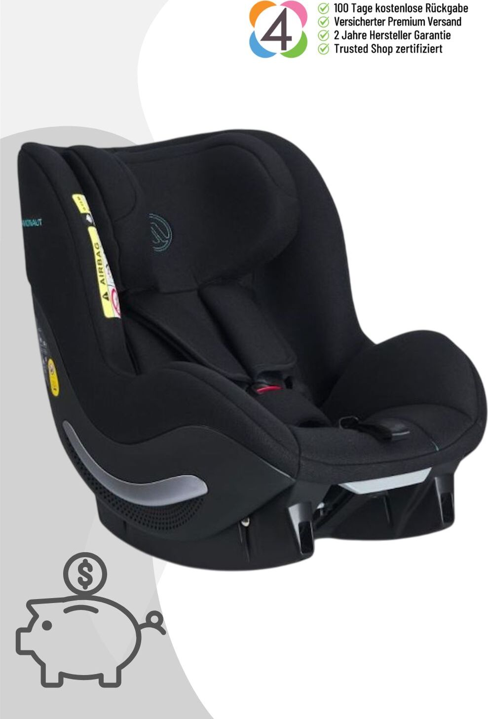 Avionaut AeroFix Smart - Reboard Kindersitz (0-18 kg), Farbe Kindersitz:Black 0126.00.001116