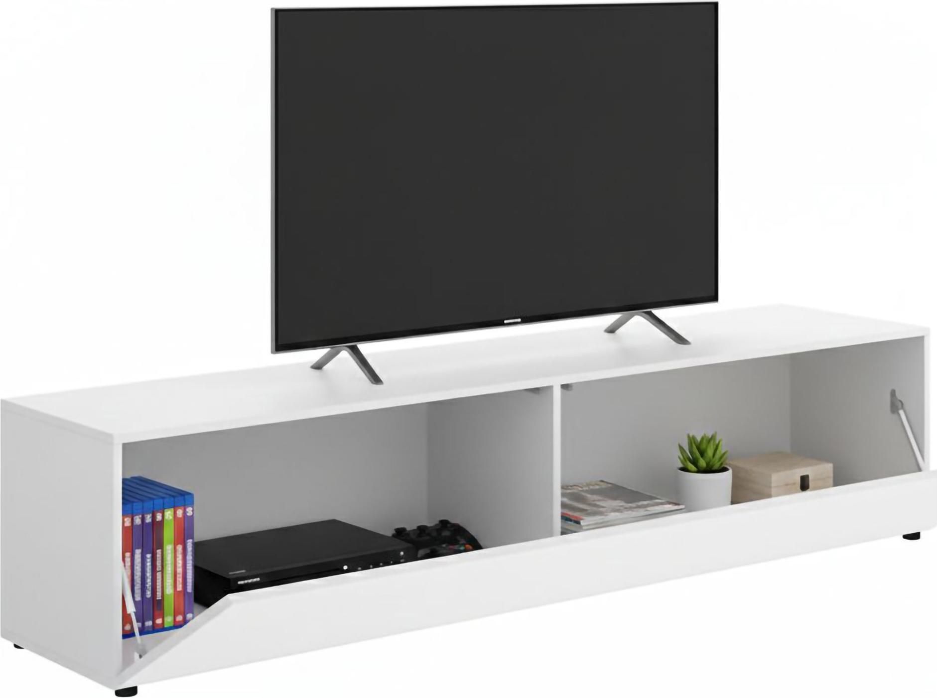 Dmora Borger - TV-Möbel, 42x180x42h cm Weiß, ein Regalbrett