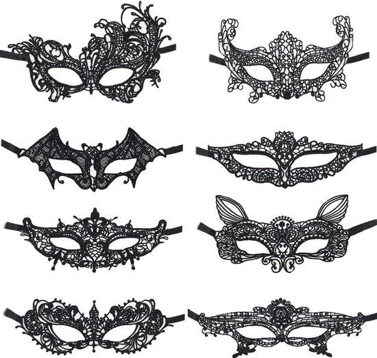 OEM 8 Stück schwarze Spitzen-Maskenballmasken, Halbmasken, venezianische Spitzen-Festmasken 2026