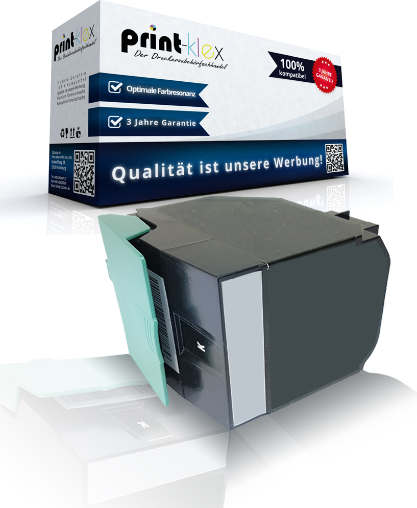 Print-Klex GmbH & Co.KG kompatible Tonerkartusche Schwarz für Lexmark Optra C 540 N Optra C 543 DN Optra C 544 DN Optra C 544 DTN Optra C 544 DW Optra C 544 N Optra C 546 DTN 0C540H1KG - Office Quantum Serie AM-44LXC544A04