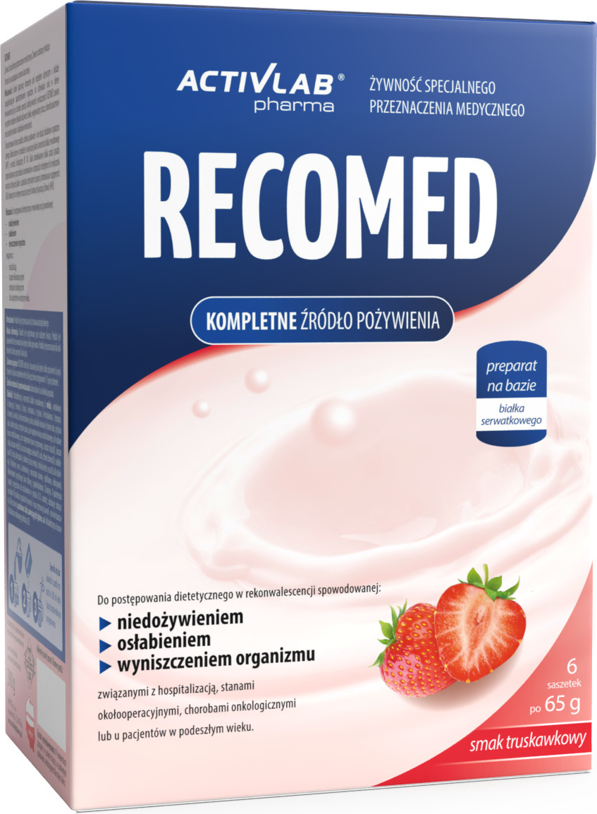 Activlab RECOMED 6 x 65 g (Beutel), Lebensmittel für besondere medizinische Zwecke, eine vollwertige Nahrungsquelle - Erdbeere FR/007