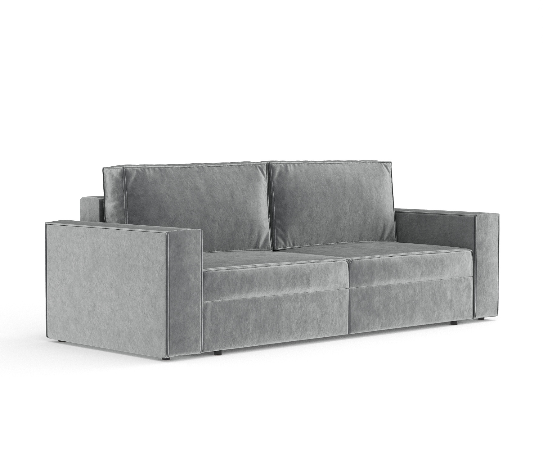 Schlafsofa Livia Interiors Leo 247x99 cm, Sofa mit Schlaffunktion und Bettkasten, 3-Personen Sofa, Sofabett, Samtstoff Piano Velvet, Grau Farbe LEO_F1_PNO14_L53