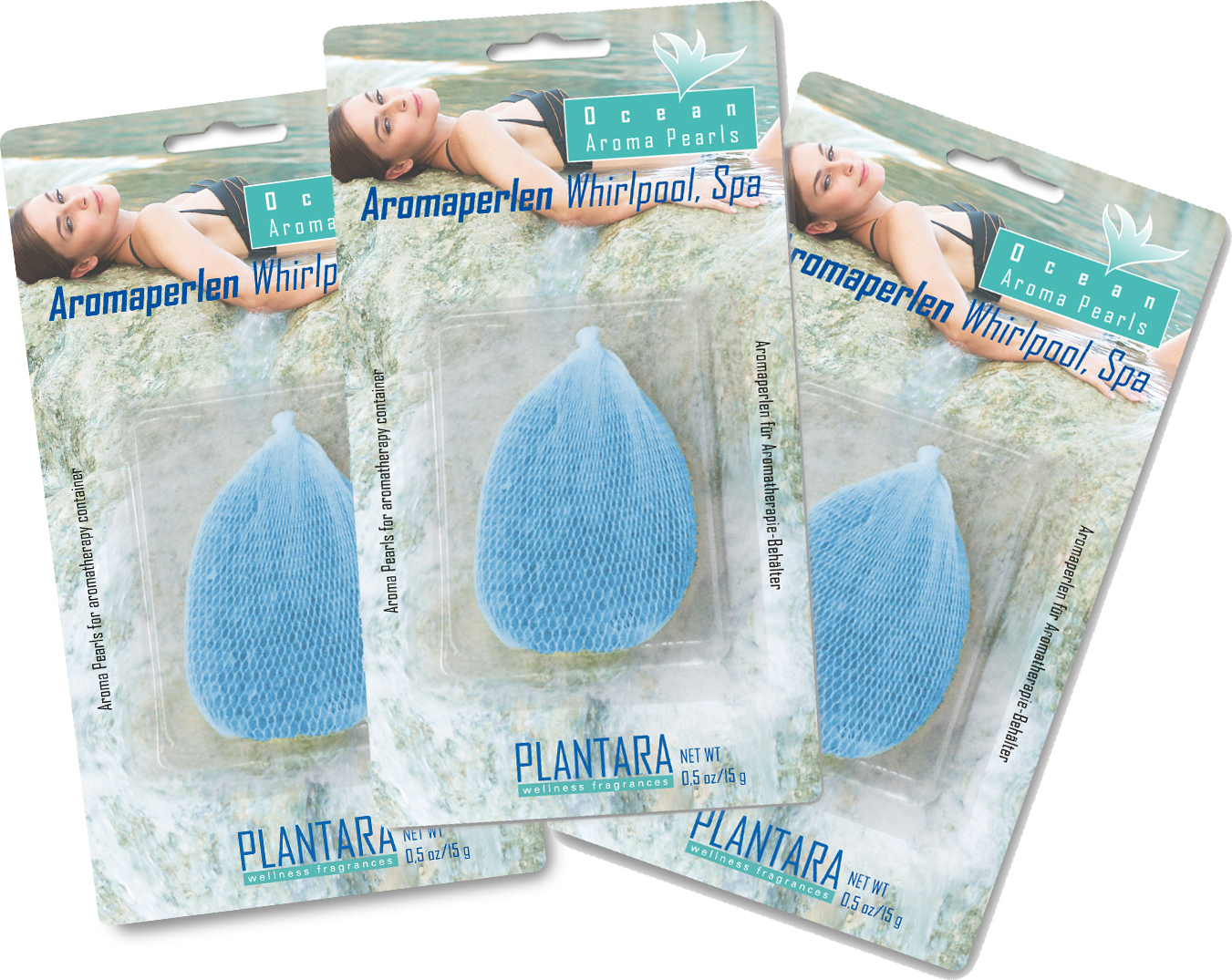 PrimeRelax 3er-Set Whirlpool Aromaperlen - 3 x 15g Duftperlen im Netz für Aromatherapie - Duftrichtung Ocean, Ozean