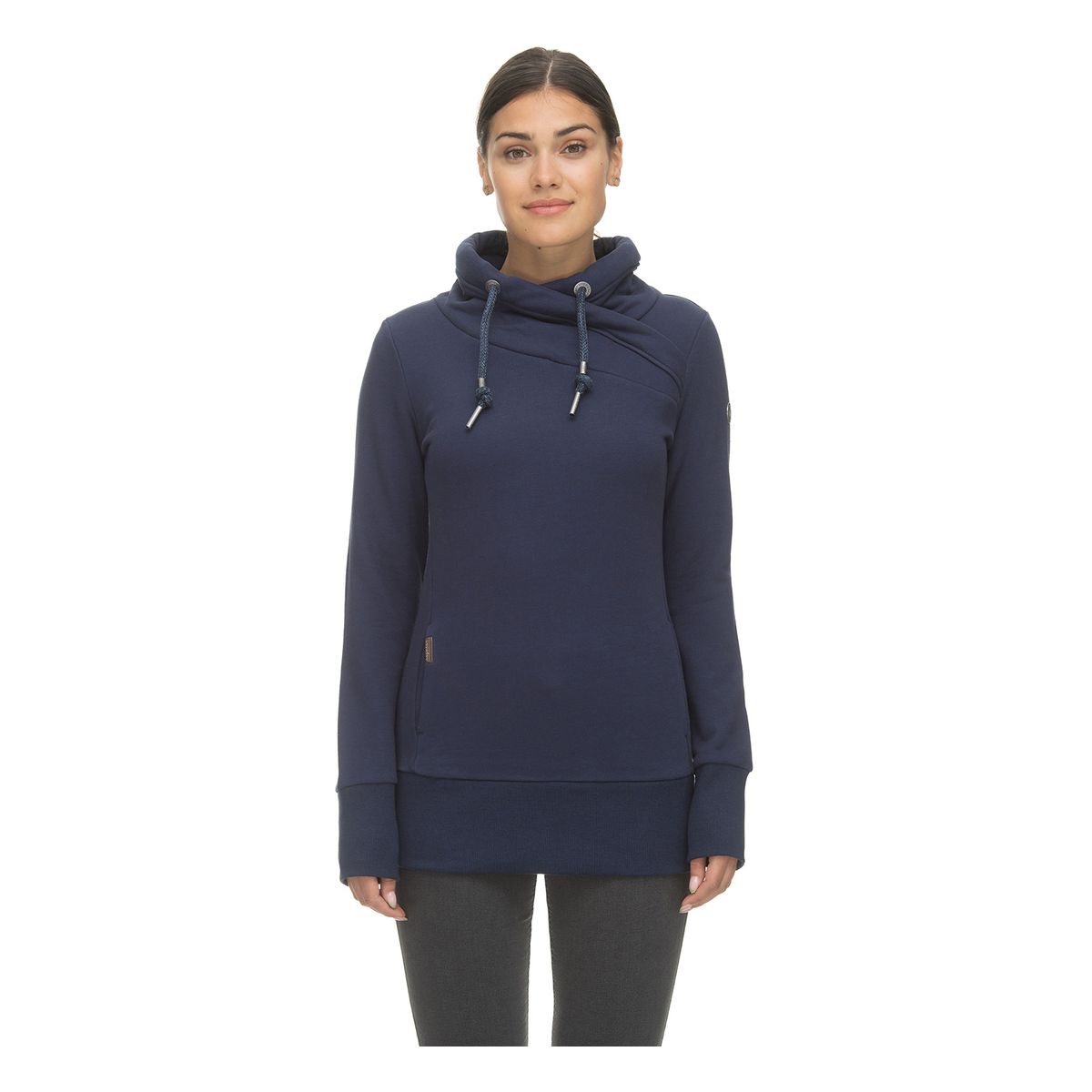 Ragwear Neska Sweater Femme – Pull Col Châle Asymétrique Avec Cordons – Matière Douce 70% Coton, 30% Polyester – Taille Unique