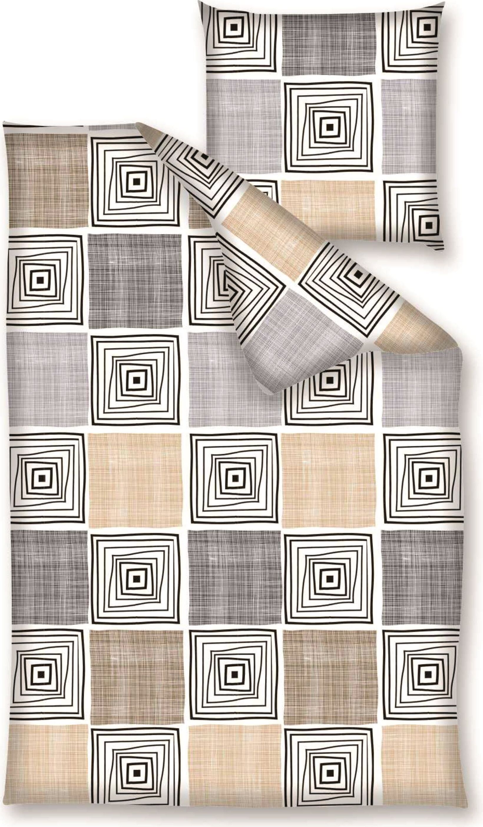 Traumschloss Renforcé Bettwäsche - beige grau kariert 135 x 200 cm braun hellbraun grau kariert 7066
