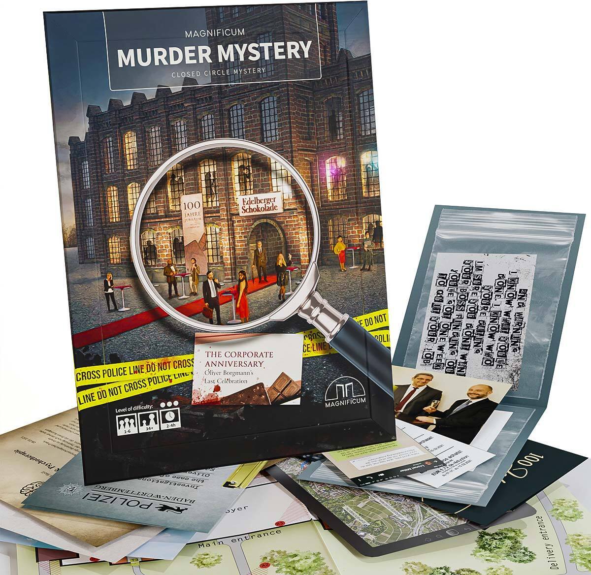 MAGNIFICUM Krimispiel: Die Firmenfeier - Das letzte Fest des Oliver Borgmann, Detektivspiel / Escape Room Spiel für Erwachsene (ENGLISCHE VERSION)