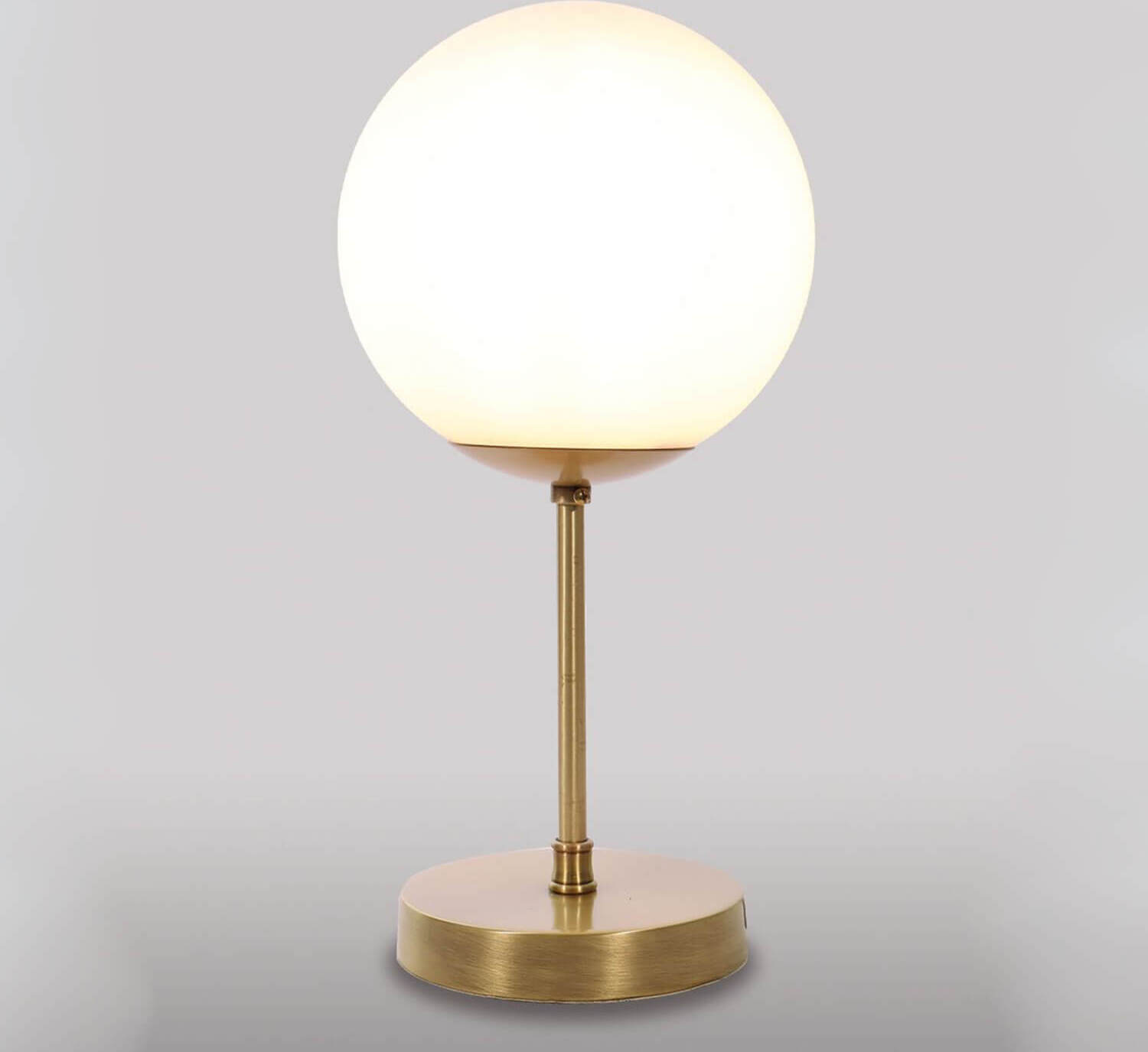 Licht-Erlebnisse Tischleuchte E14 Weiß Bronze Glas Kugelschirm Messing massiv Vintage Tischlampe