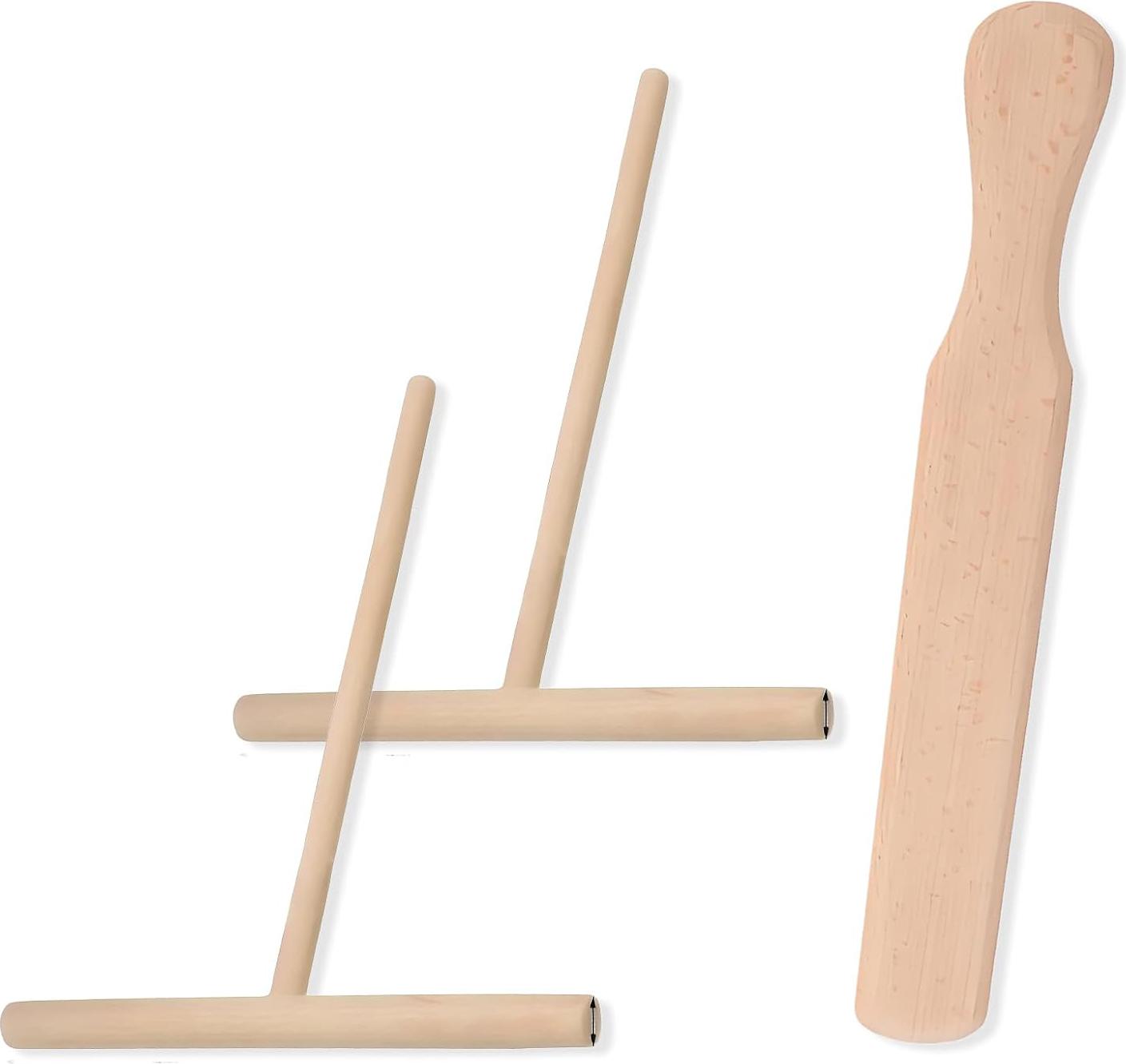 Fokelyi 3-piece crepe spreader set made of beech wood, T-shaped crepe spreader and spatula, batter spreader with crepe pancake turner, pancake batter spreader accessories KAU-ED-LYS-PH-20251231-107