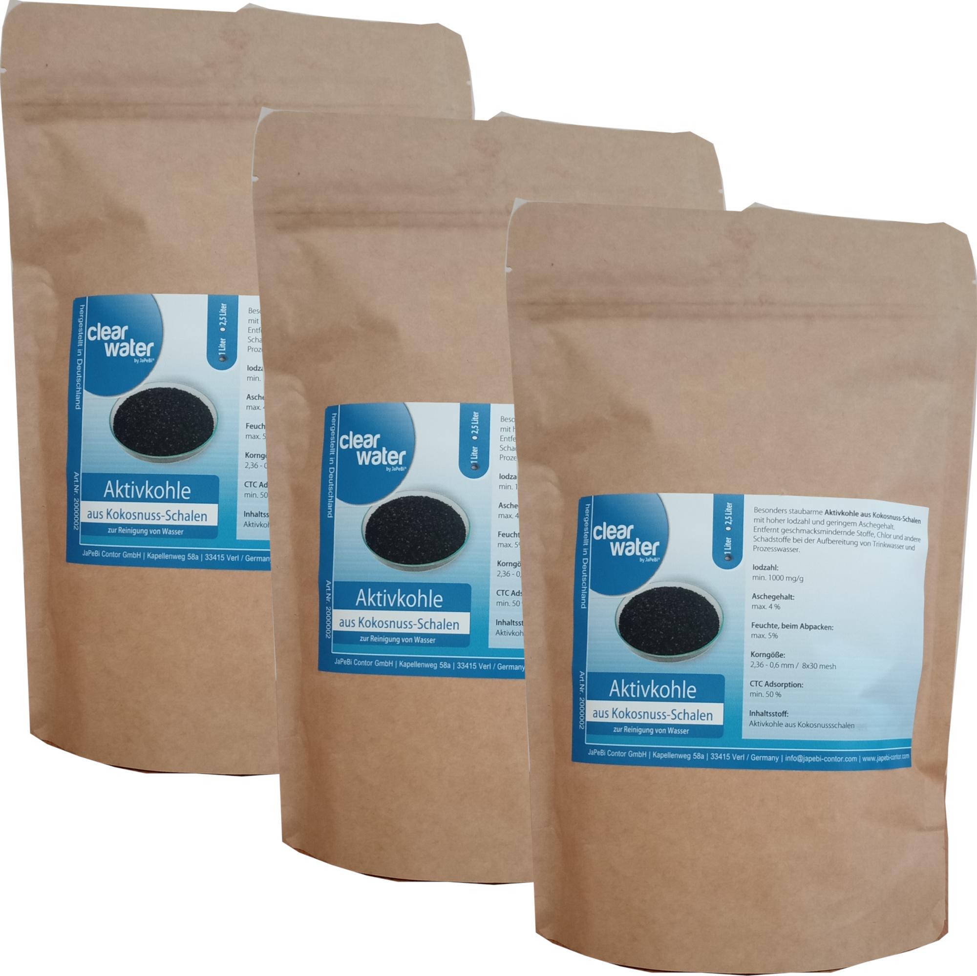 JaPeBi Contor 3L / 1,5kg Aktivkohle Granulat Filterkohle aus Kokosnussschalen, 8x30 mesh