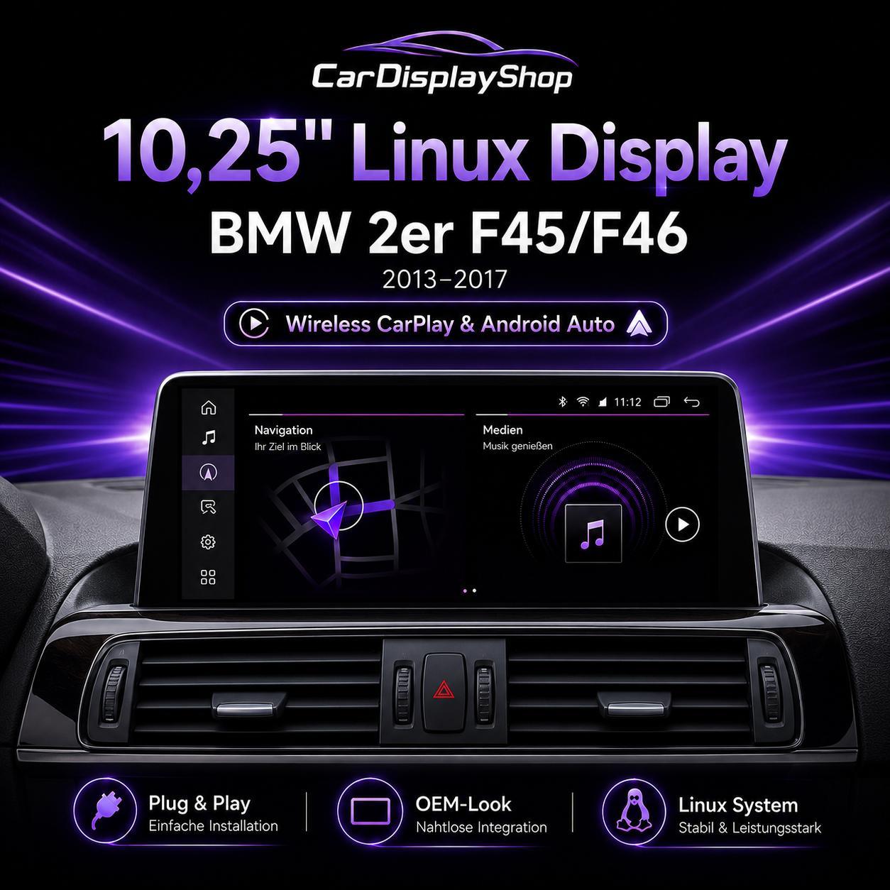 CarDisplayShop 12,3" Linux Display BMW X5/X6 F15/F16 EVO 2018 CarPlay & Android Auto