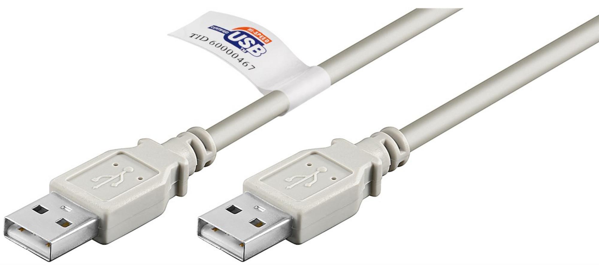 Goobay USB 2.0 Hi-Speed-Kabel mit USB-Zertifikat, Grau, 2m, 2 m, USB A, USB A, USB 2.0, 0,48 Gbit/s, Grau 50796