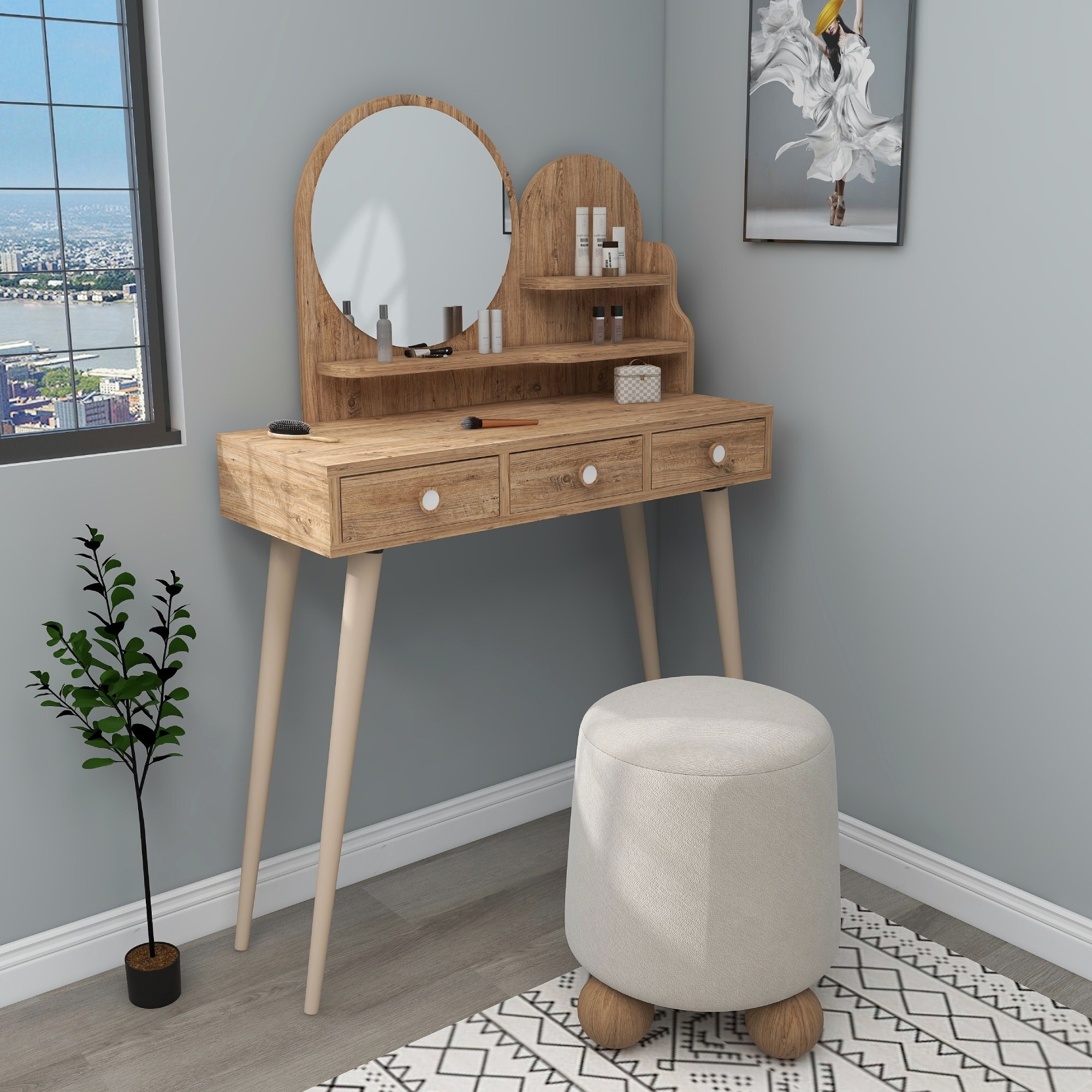Skye Decor, Ruges - Atlantic Pine, Schminktische, Atlantische Kiefer, 130,8 x 74 x 35 cm 550ARN2771