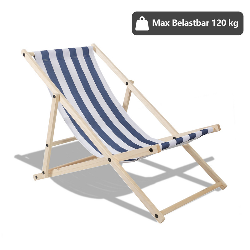 Lehátko Skladacie drevené lehátko Záhradné lehátko Záhradná stolička Skladacie skladacie drevo Modrá biela
