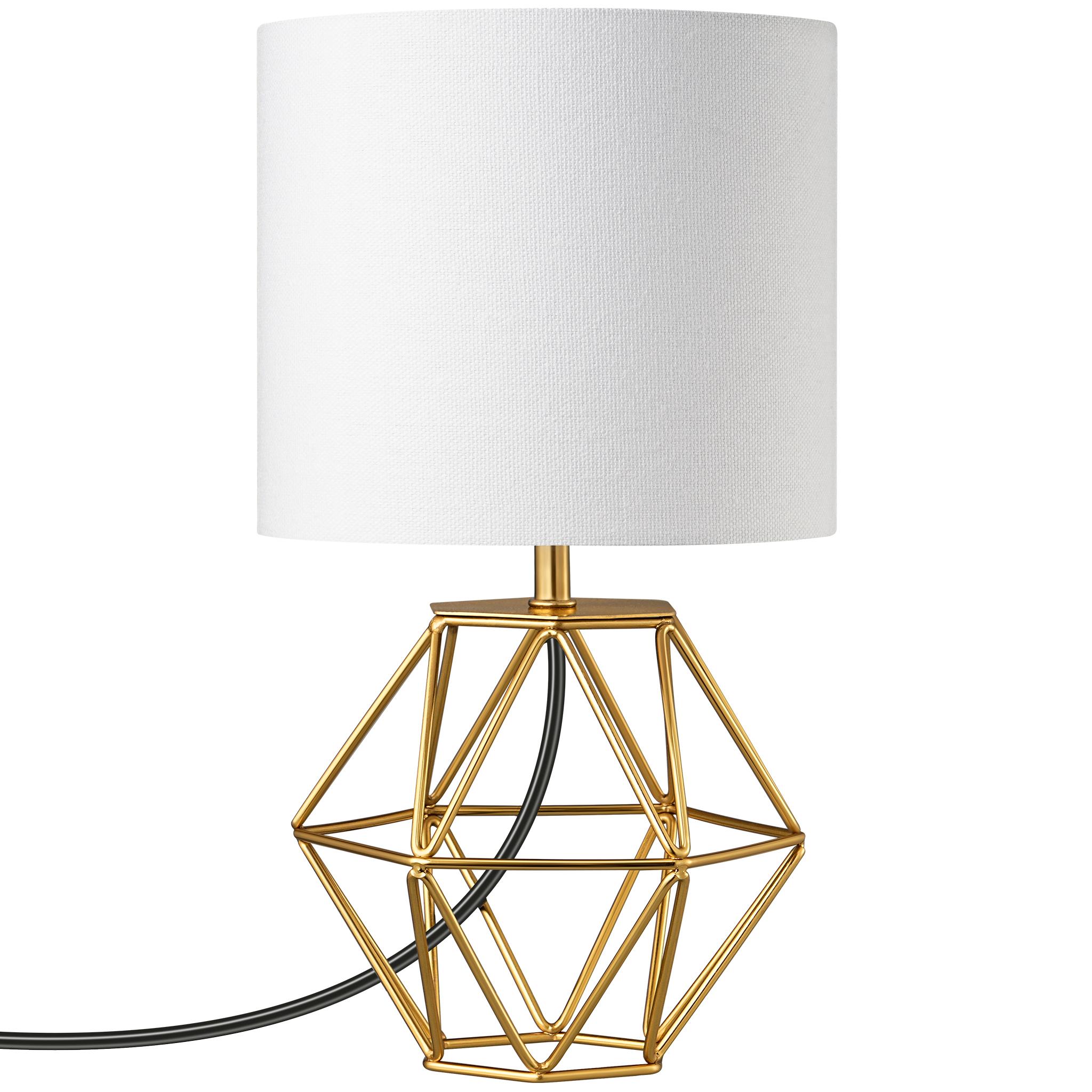 EDISHINE Nachttischlampe Moderne Industrial Tischlampe, Vintage, Weiß & Gold DHLTL10D