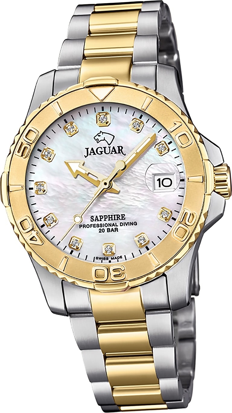 Dámske hodinky Jaguar z nehrdzavejúcej ocele strieborné zlato Náramkové hodinky Jaguar Pro Diver D2UJ896/3