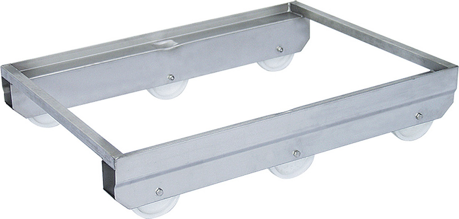 BRB Lagertechnik 6-Rad-Wipproller aus Edelstahl, LxBxH 870 x 610 x 175 mm, Tragkraft 300 kg 52806