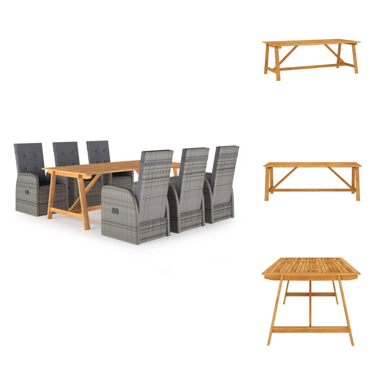 vidaXL 7-dielny záhradný jedálenský set sivý - Záhradné nábytkové zostavy