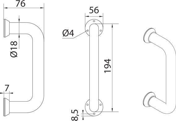 REMOR Einseitiger Türgriff L-200 mm weiß Udrzw1