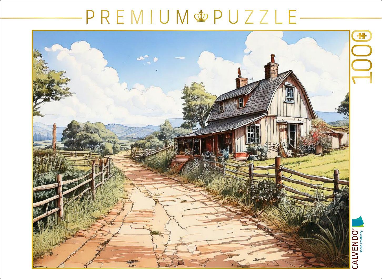 CALVENDO Puzzle Zu einer kleinen Landwirtschaft führt die unbefestigte Straße. | 1000 Teile Lege-Größe 64x48cm Foto-Puzzle für glückliche Stunden