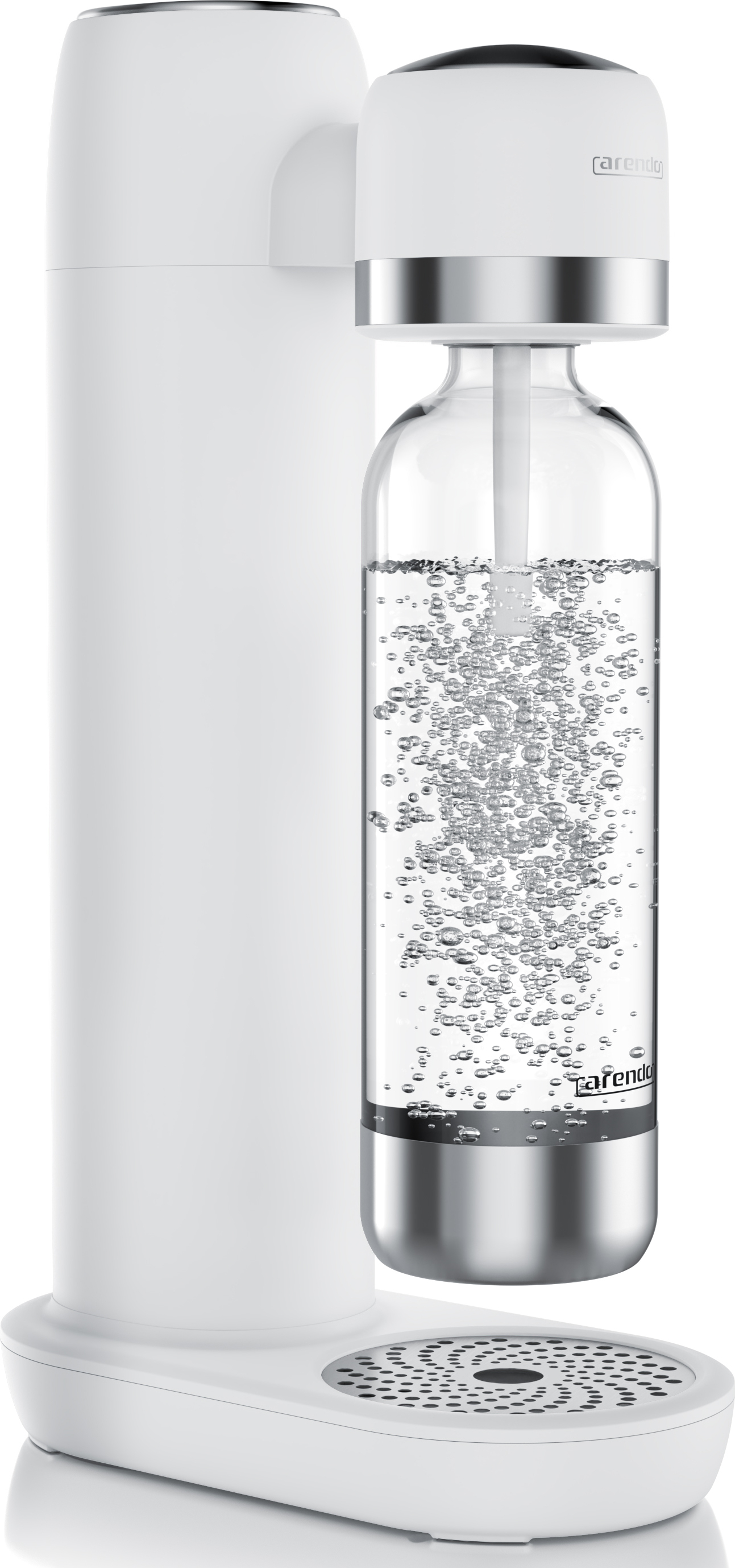 Výrobník perlivej vody Arendo, výrobník sódy, vrátane 1 l PET fľaše, bez BPA, jemné dávkovanie, kompatibilný so 60 l CO2 fľašami, SodaStream Easy/Cool, PET/ABS, biely