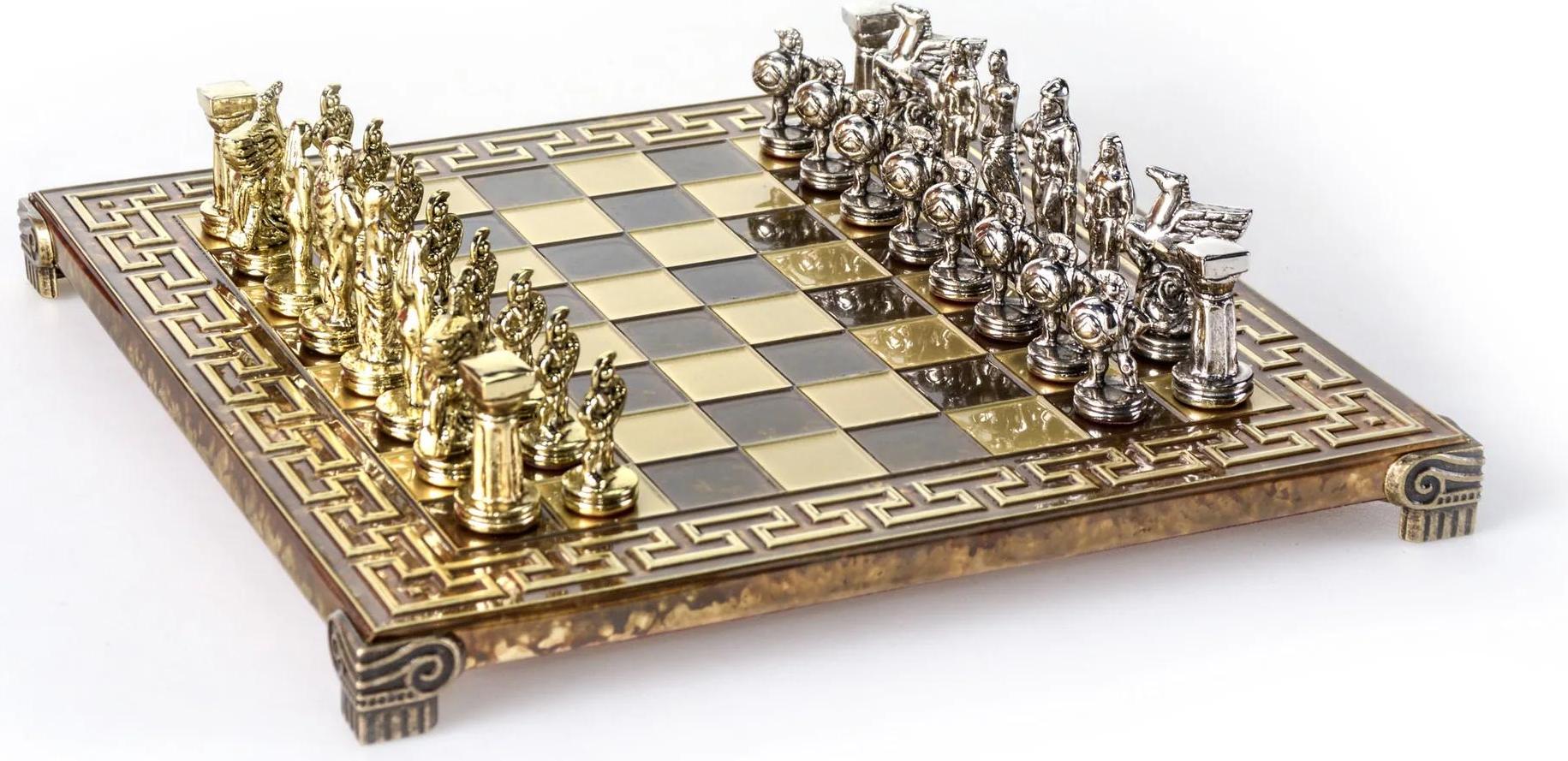 Manopoulos Leonidas 300 Spartaner Schach 28x28cm Bronze-Zink Thermopylen Griechenland