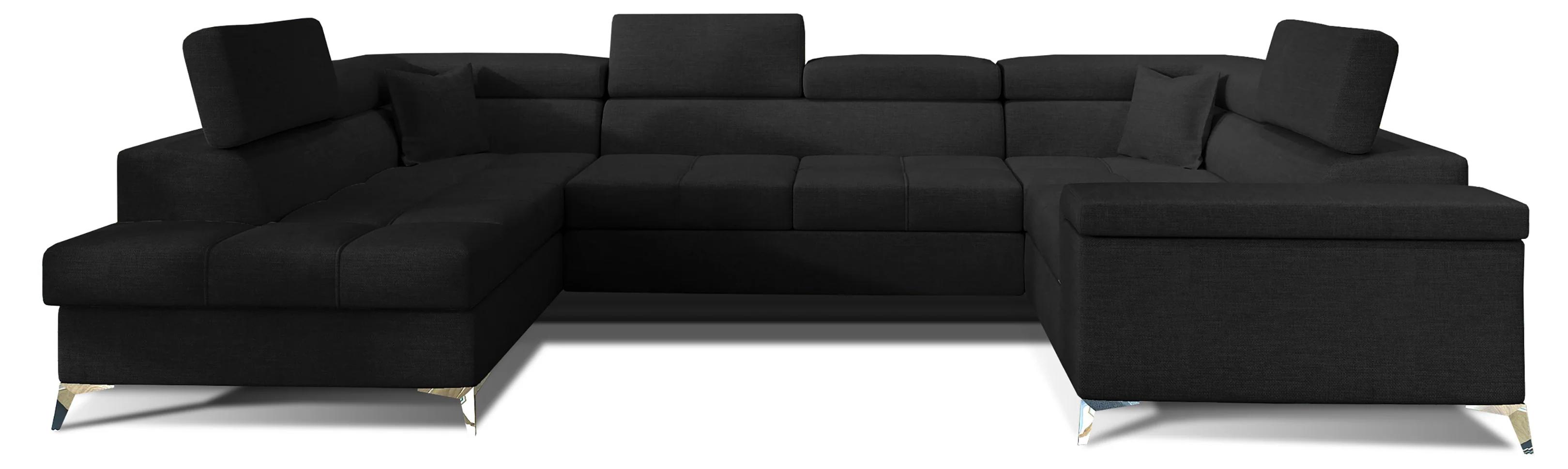 VENETI Großzügiges U-förmiges Sofa SEREIA – schwarz 2, linke Ausführung 162-01-02018
