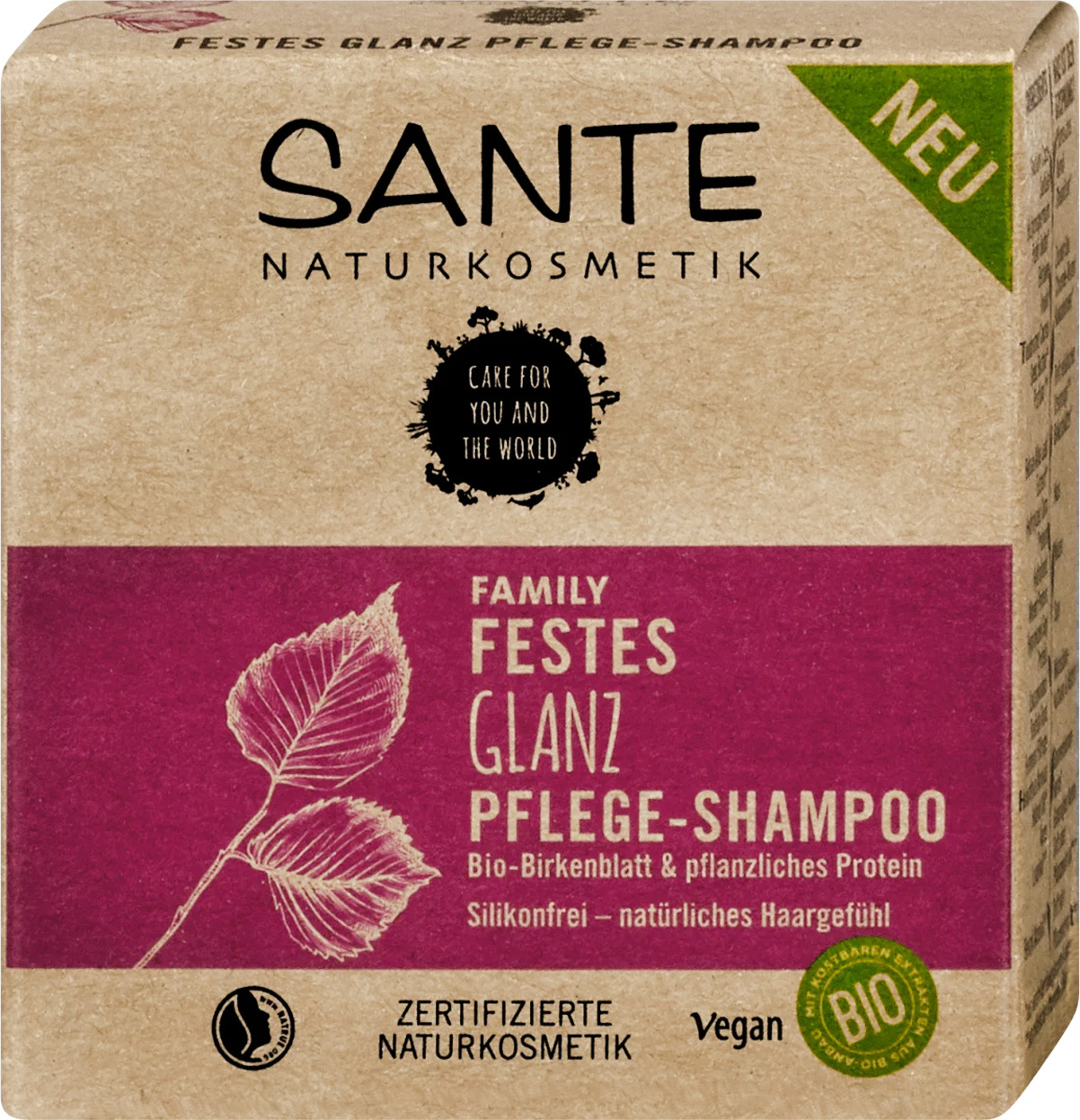 Sante Naturkosmetik festes Shampoo Glanz, 60 g Shampoo 40332