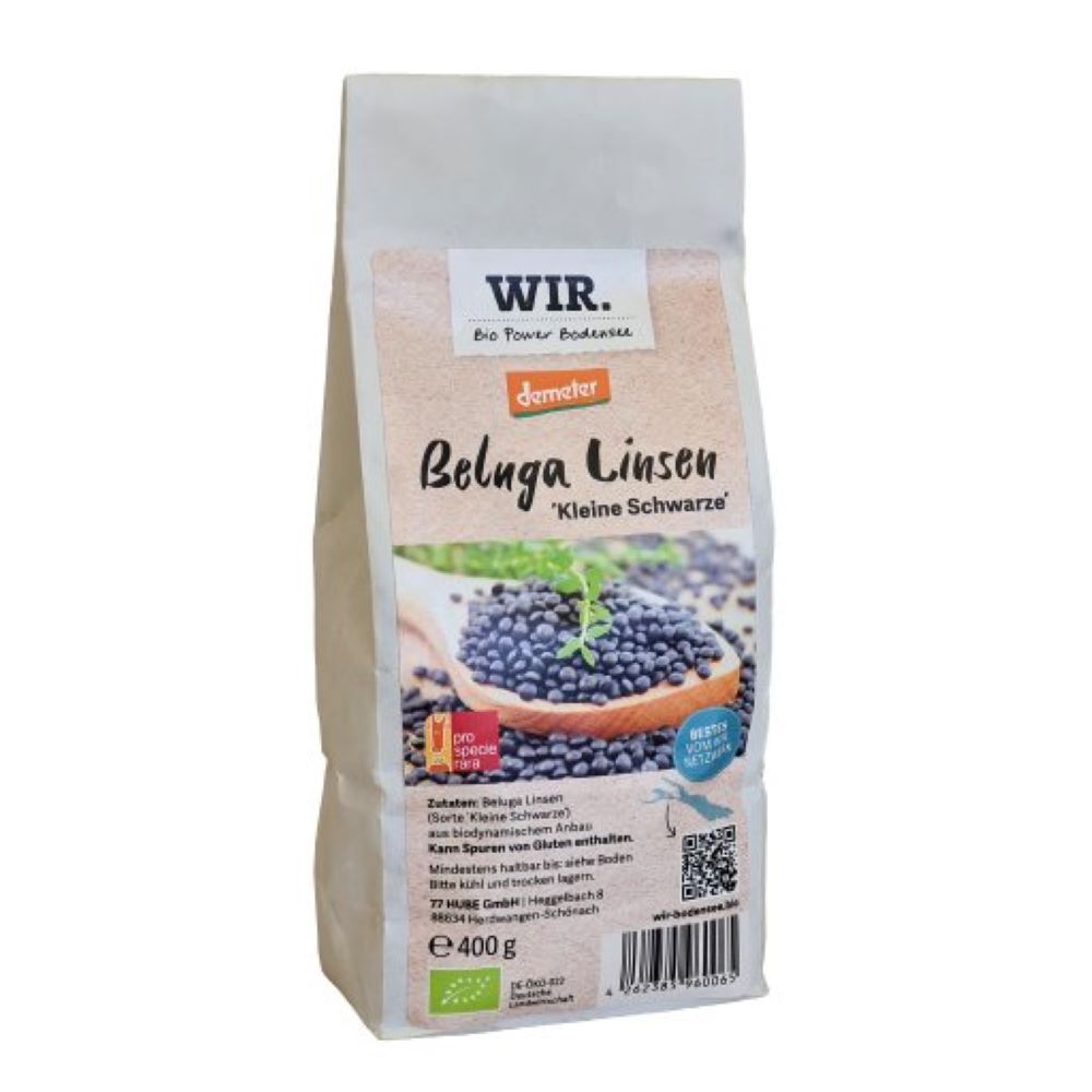 WIR. BIO POWER BODEN Wir.Power Bodensee Beluga Linsen, kleine Schwarze, demeter, 400g (12)
