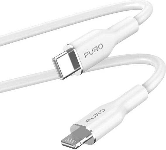 PURO ICON Soft Cable - kábel USB-C na Lightning MFi 1,5 m (biely)