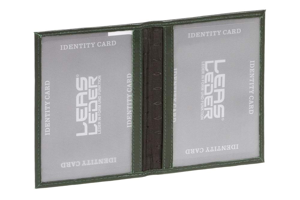 LEAS Schlanke Fahrzeugscheinhülle für Zulassungsbescheinigung Ausweismappe- & -hülle mit 2 Sichtfenstern Echt-Leder, grün LEA50010-01-06