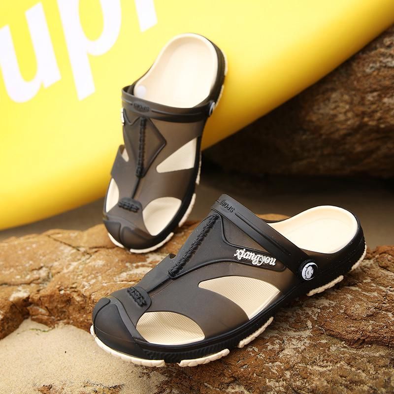 Unbranded Lässige Herrenmode, flache Strandsandalen, 42, Schwarz