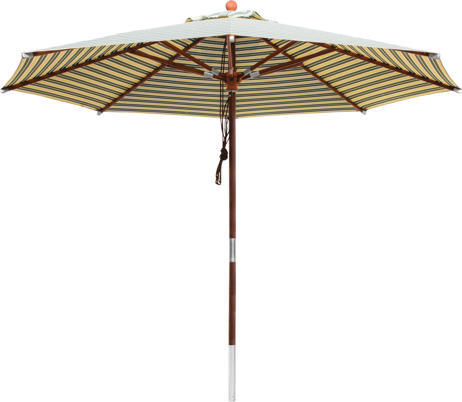anndora Sonnenschirm 3m rund Gestreift Grün Weiß Gelb Winddach UV-Schutz - 3m rund O3-3000