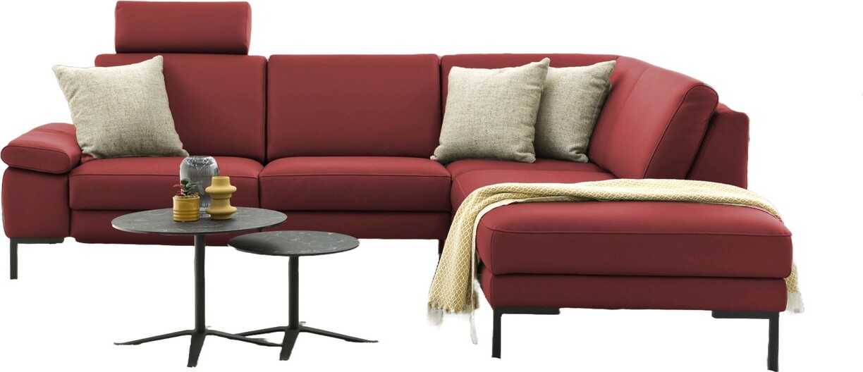 Dobre Sp. Sofa Massimo Ecksofa 282x218 cm in Leder Rot 1501U+1500U+6013U/9421UK/MF3 W2 Rot