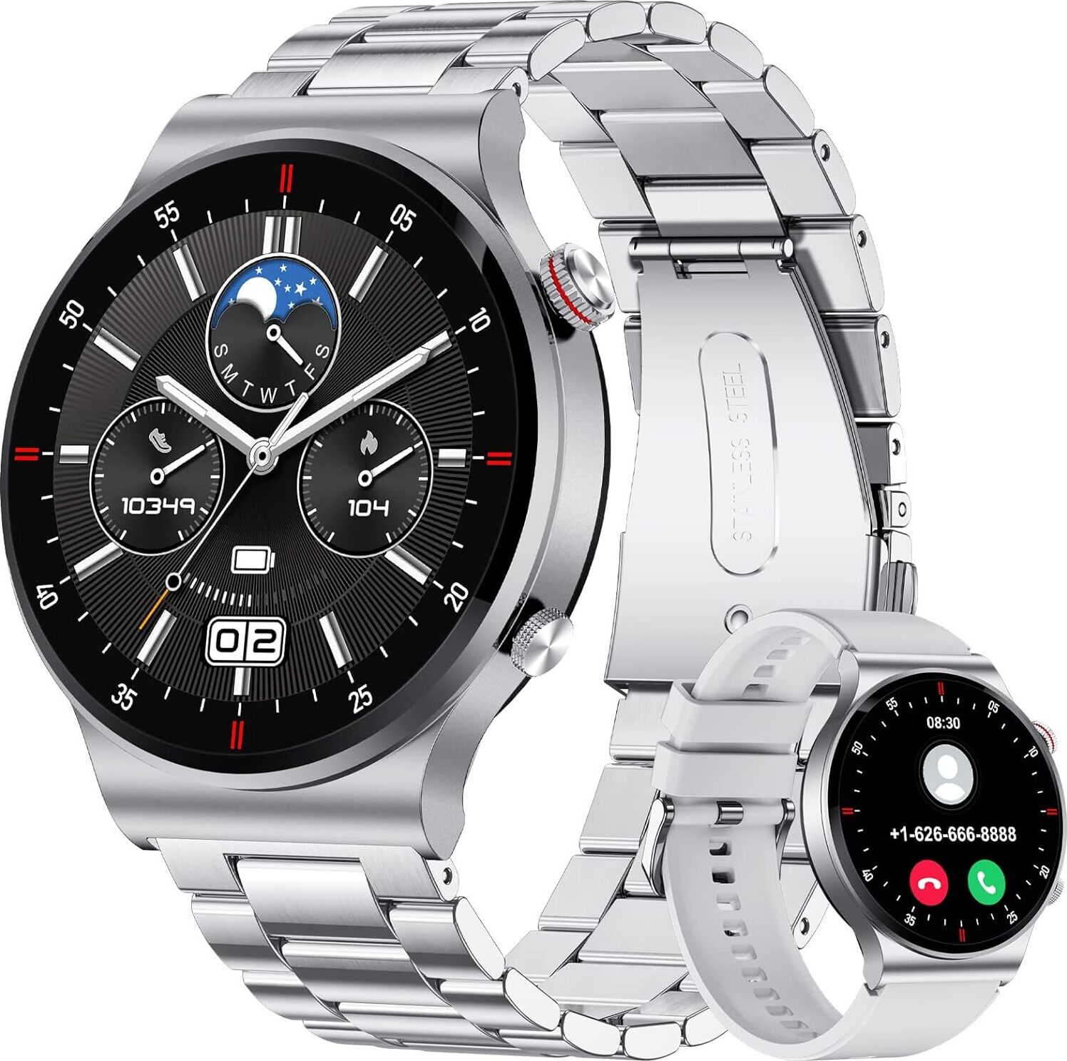 FEELNEVER Herren-Smartwatch mit Telefonfunktion, 1,39 Zoll, mit Herzfrequenz-Schlafmonitor-Benachrichtigung, 100+ Sportmodi, wasserdicht,Kalorien, Android IOS