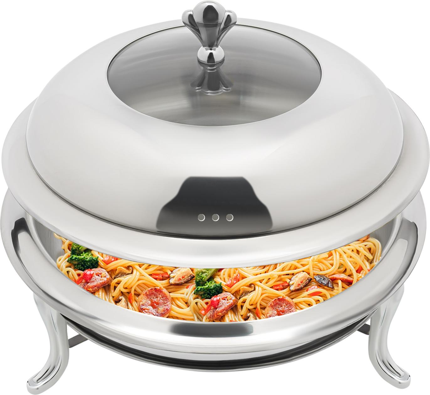 easybuy Rund Herd 28cm mit Deckel Esszimmerherd Silber Ohrloser Rundherd für Buffet-Restaurants 1451541541