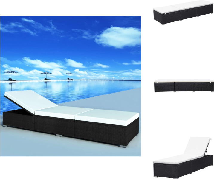 vidaXL Lehátko s vankúšom z polyratanu čierne - Lehátka