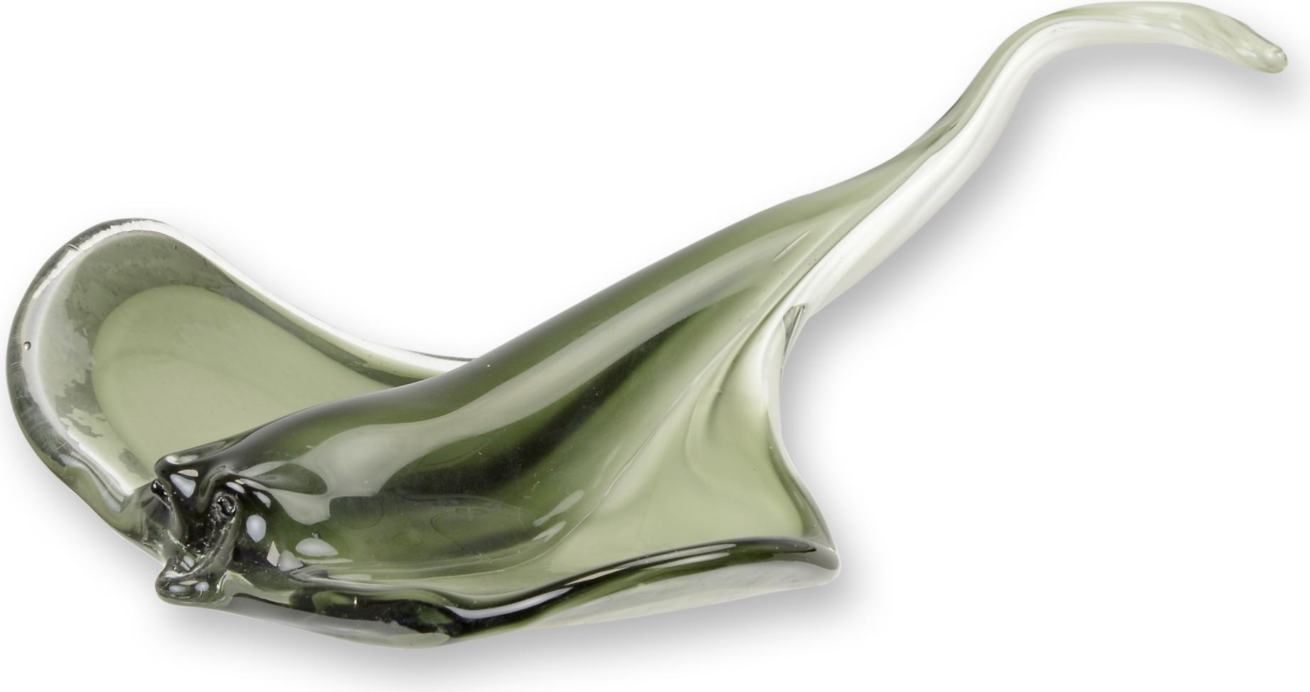Aubaho Doppelter Bonbonspender aus Glas im Murano-Stil in Form eines Mantarochen Replikat Retro Design Dekoration