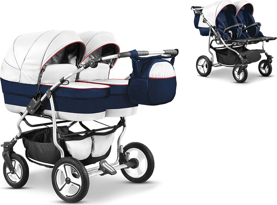 Zwillingskinderwagen 2 in 1 Twin Star inkl. Sportsitze - 10 Teile - in 16 Farben