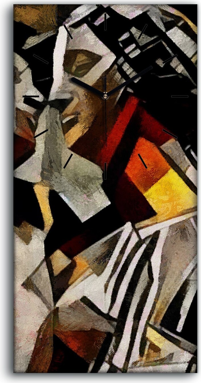 coloray Wanduhr Leinwand Bild Uhr Quarz 30x60 Alte Skulptur altgriechischen Kubismus - schwarze Hände zcv-1063913750-30x60-c