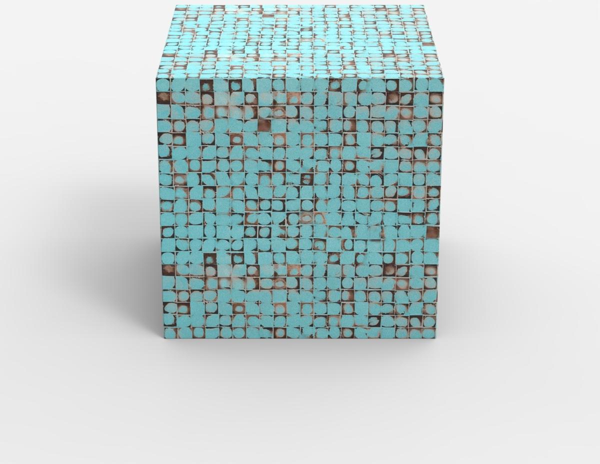 AHD Amazing Home Design Couchtisch quadratisch zeitgenössisch mit Intarsien aus Holz Manju - Hellblau