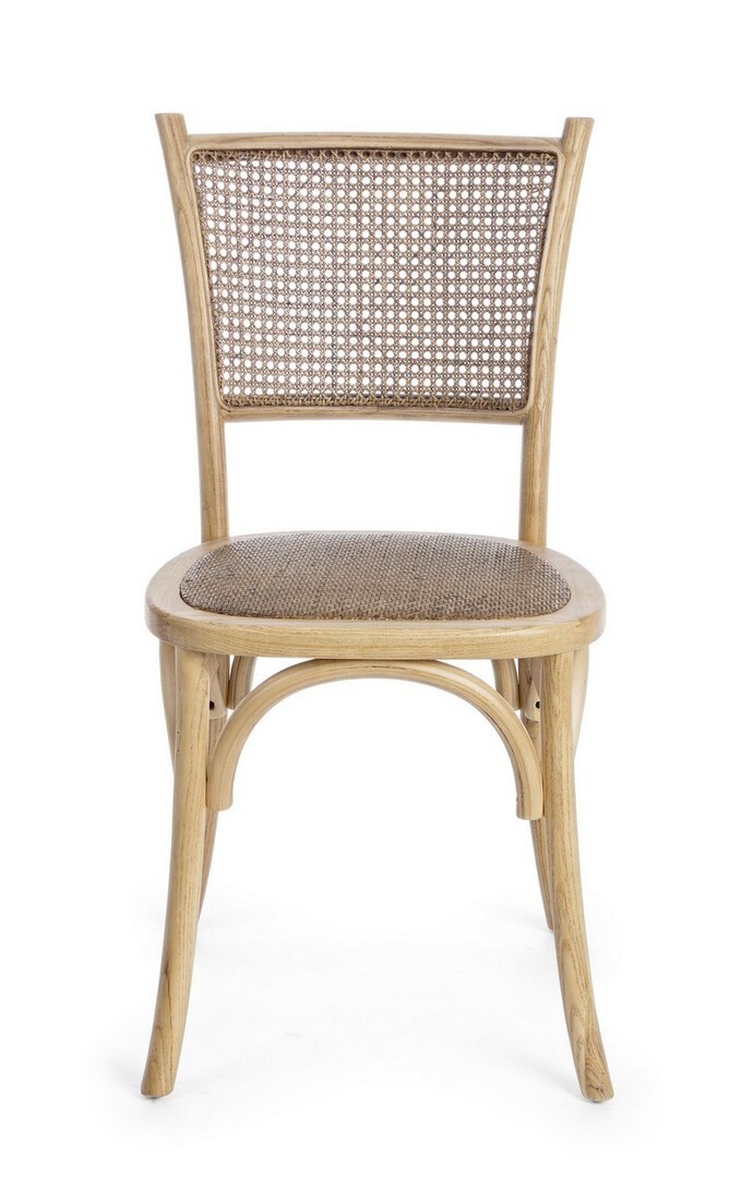 Stuhl Carrel 45 x 53 x 89 cm Ulmenholz und Rattan Natur