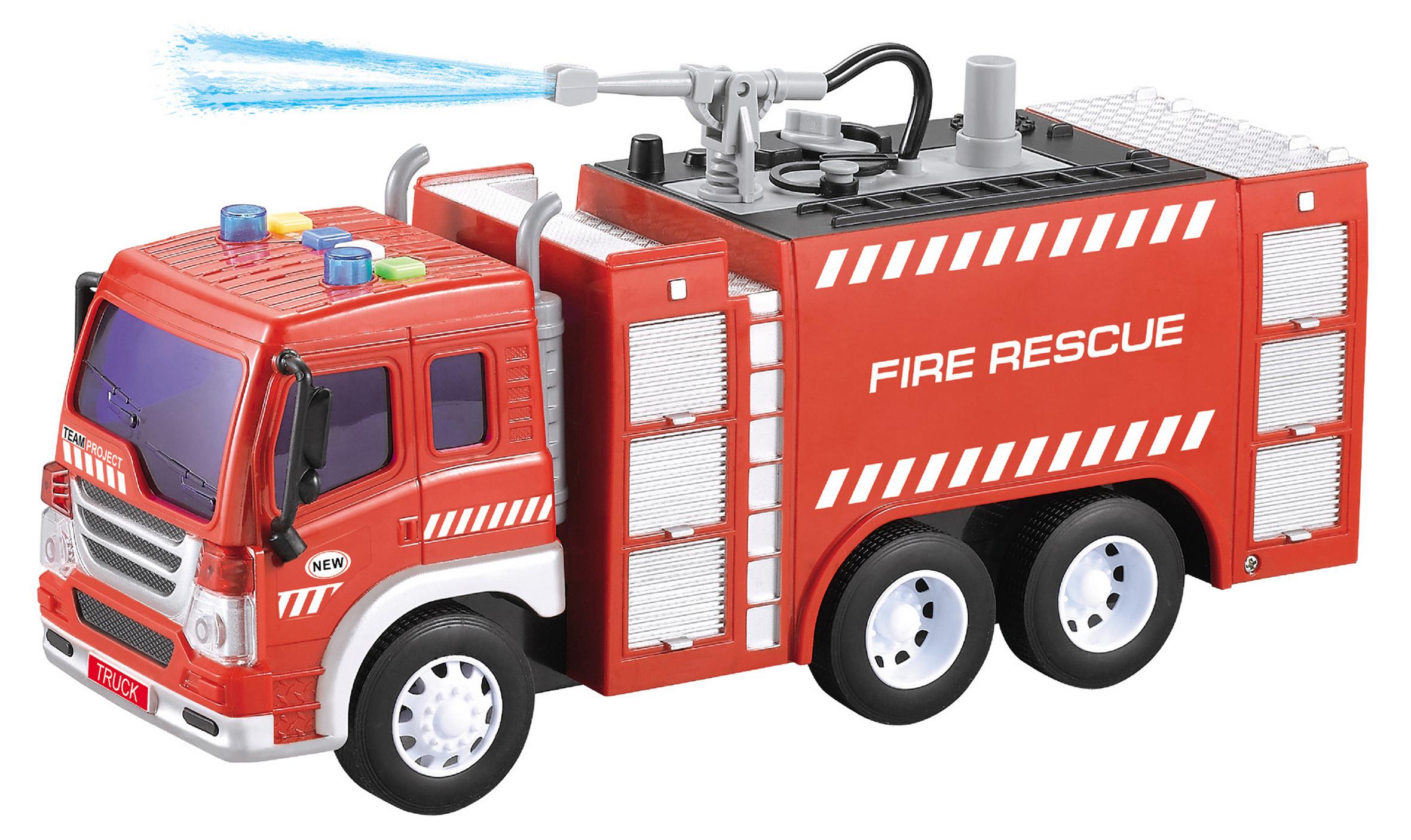 Wiky Feuerwehrwagen mit Wasserwerfer und Effekten 27 cm