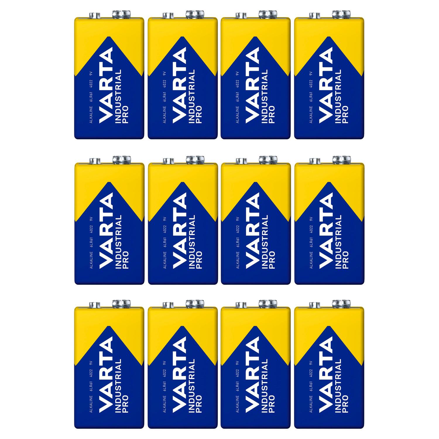 12x Batterie R9V R-9 6LR61 9V R-9 Alkaline Varta Industrial Pro