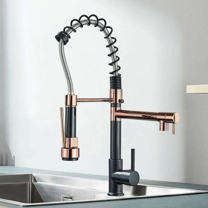 Zimtky Rose Gold Küchenarmatur 360 ° drehbarer Küchenarmatur Einhand-Küchenarmatur FF22-0103-M193-M1311