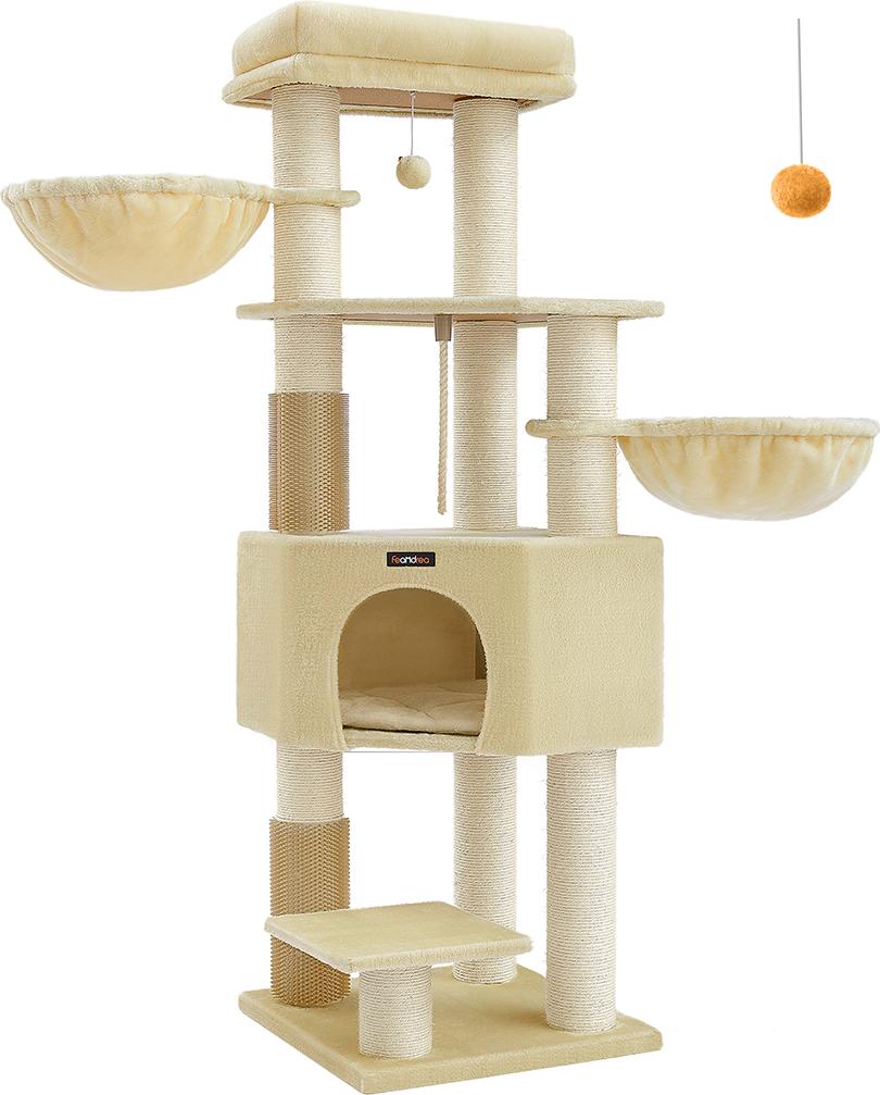 Kratzbaum mit Plattformen 50 x 50 x 160 cm sandbeige-beige