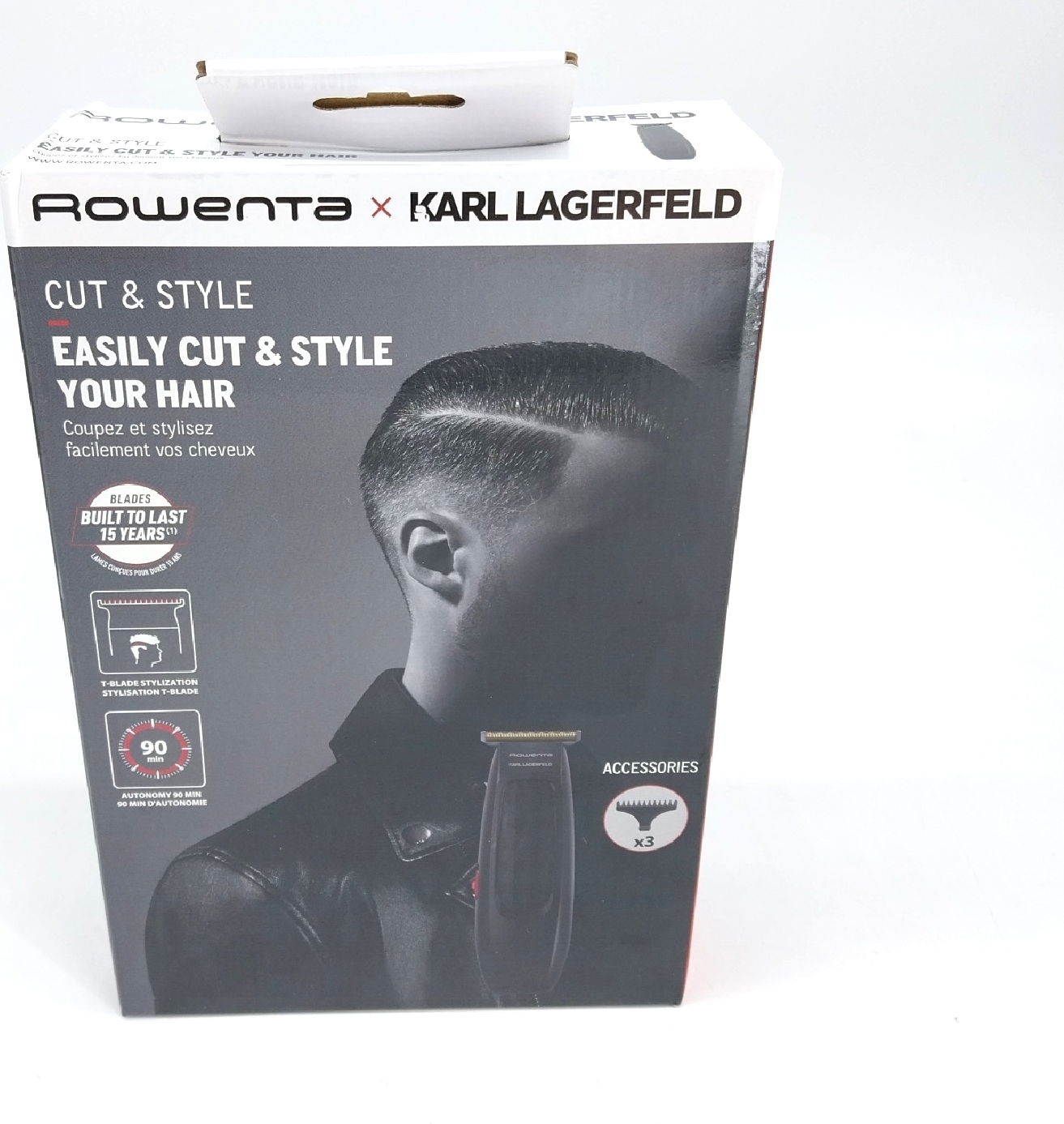 Rowenta Haarschneider Cut & Style 3 Kmme Titaniumklingen LED Batterieanzeige TN182LF0 Schwarz Rot