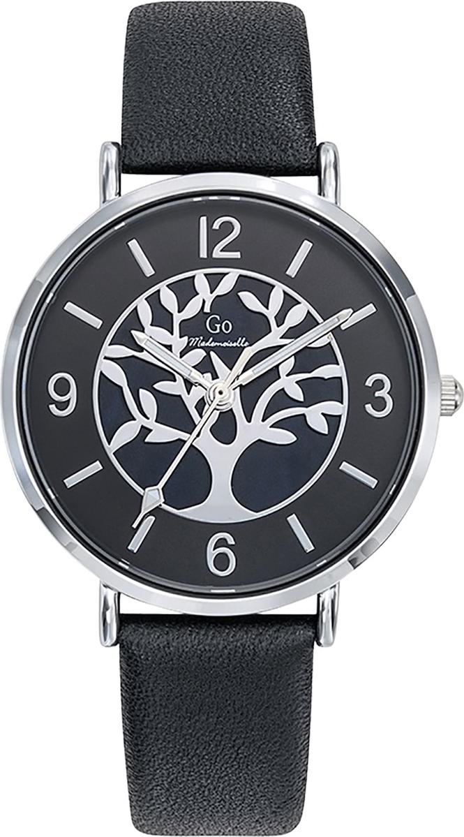 Dámske náramkové hodinky Girl Only Mademoiselle Tree of Life Motif Black Leather Strap Quartz Watch UGO699503