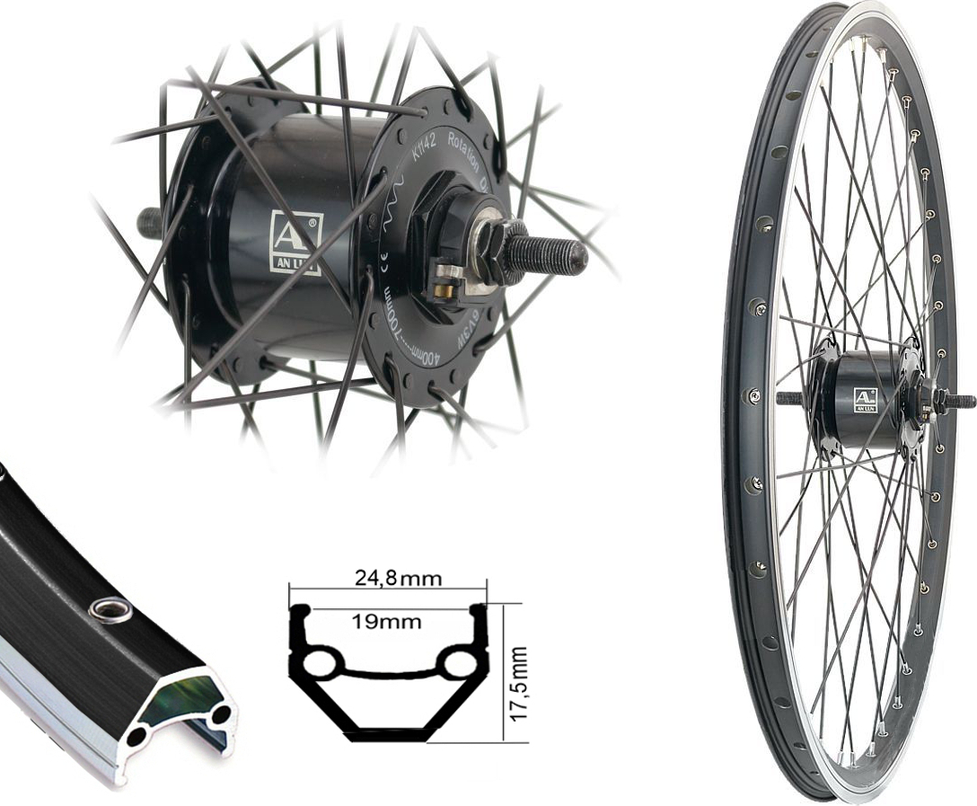 Bärwinkels 26 Zoll Vorderrad MTB - Centerlock Scheibenbremse, DH21 Felge Schwarz