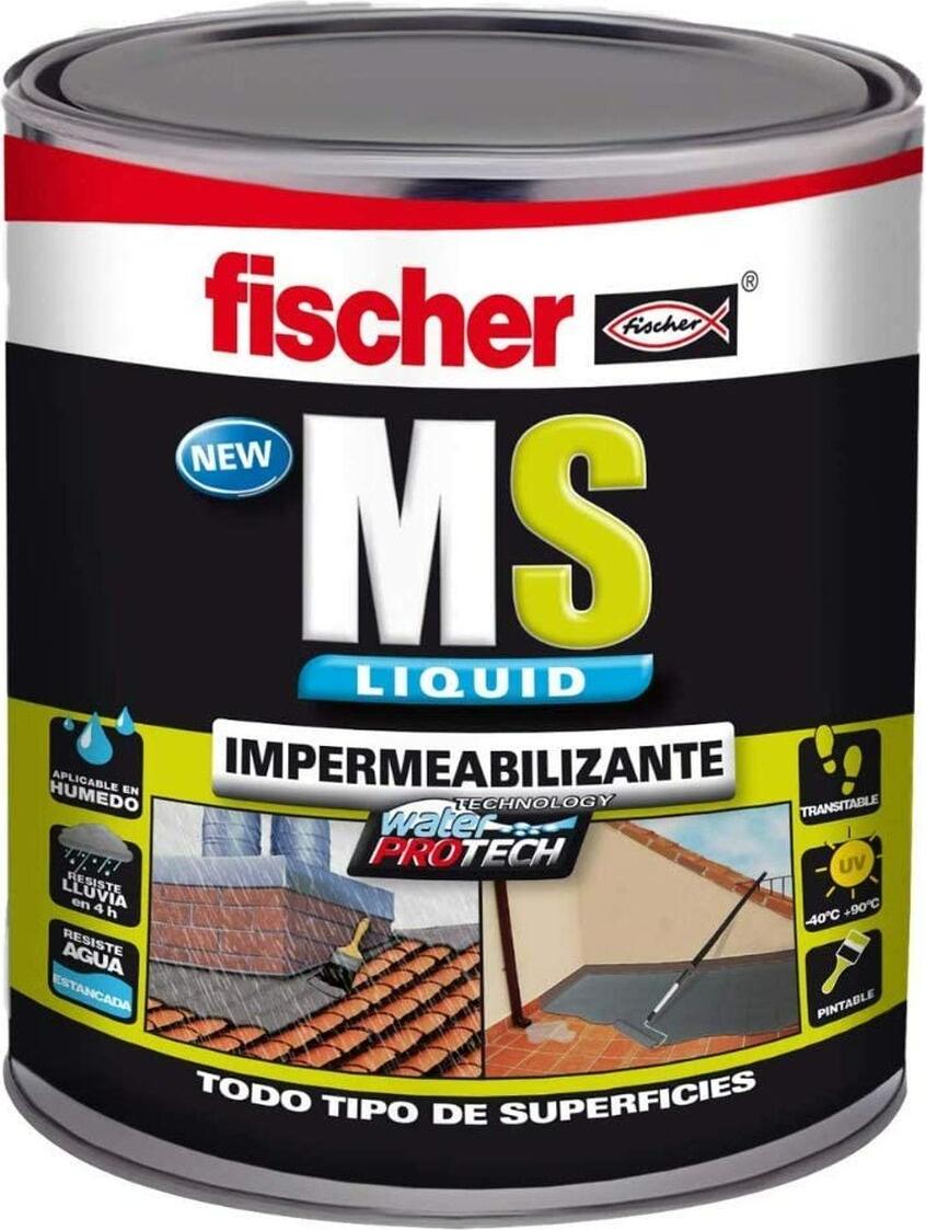 fischer - Wasserabweisende Farbe (1kg Eimer) MS Grau Polymer, wasserabweisend und außen