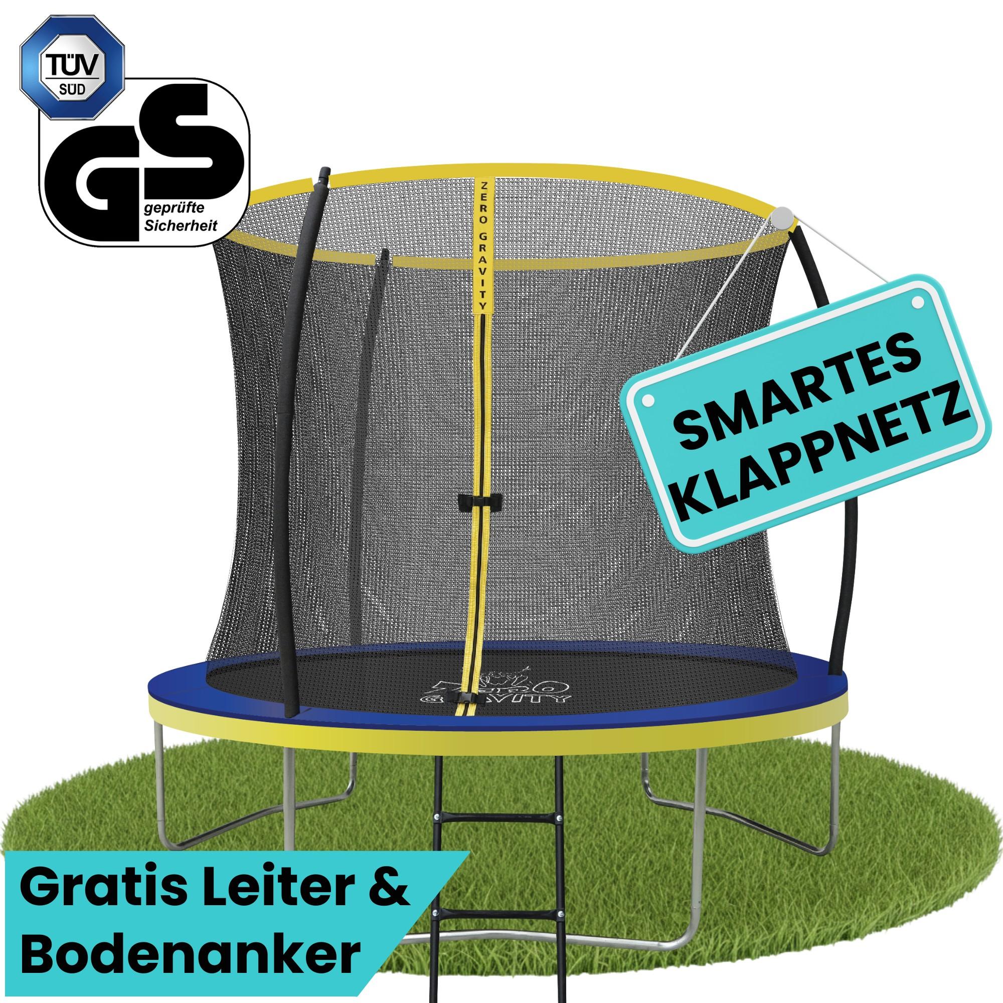 Trampolína Zero Gravity Ø 244 cm vrátane rebríka a 4 kotiev do zeme / Rýchla montáž a demontáž vďaka inteligentnej skladacej sieti / Max. 75 kg / Ultima 4 Fun Edition